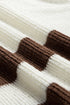 Split Neck Drop Shoulder Striped Knit Sweater