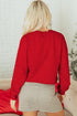 Split Neck Embellished Graphic Raw Hem Pullover Sweatshirt