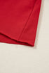 Split Neck Embellished Graphic Raw Hem Pullover Sweatshirt
