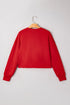 Split Neck Embellished Graphic Raw Hem Pullover Sweatshirt