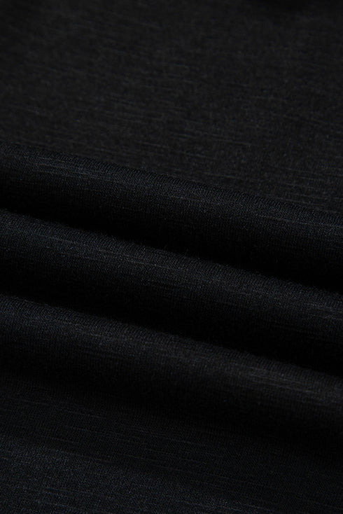 Split Neck Embroidered Detail Sleeveless Jersey Tank