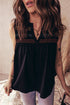 Split Neck Embroidered Detail Sleeveless Jersey Tank