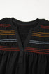 Split Neck Embroidered Detail Sleeveless Jersey Tank