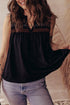 Split Neck Embroidered Detail Sleeveless Jersey Tank