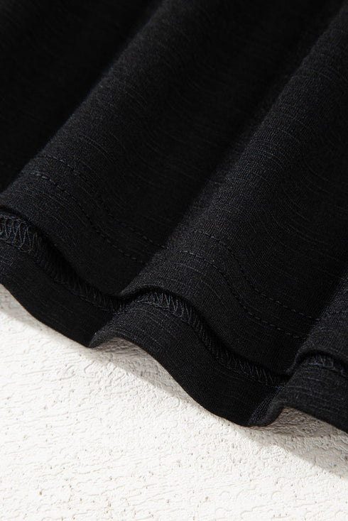 Split Neck Embroidered Detail Sleeveless Jersey Tank