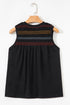 Split Neck Embroidered Detail Sleeveless Jersey Tank