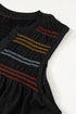 Split Neck Embroidered Detail Sleeveless Jersey Tank