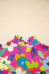 Split Neck Floral Print Long Sleeve Woven Blouse