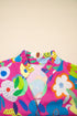 Split Neck Floral Print Long Sleeve Woven Blouse