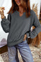 Split Neck Lace Trim Raglan Sleeve Pullover Sweatshirt
