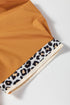 Split Neck Puff Sleeve Contrast Print Trim Blouse