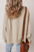 Split Neck Raglan Sleeve Relaxed Fit Pullover Sweatshirt