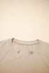 Split Neck Raglan Sleeve Relaxed Fit Pullover Sweatshirt