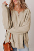 Split Neck Raglan Sleeve Relaxed Fit Pullover Sweatshirt