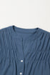 Split Neck Ruffle Sleeve Button Front Blouse