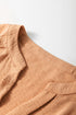 Split Neck Smocked Cuff Ruffle Sleeve Blouse