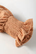 Split Neck Smocked Cuff Ruffle Sleeve Blouse
