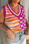 Split Pattern Mixed Print Knit Sweater Vest
