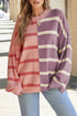 Split Pattern Oversized Crew Neck Pullover Sweatshirt