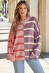 Split Pattern Oversized Crew Neck Pullover Sweatshirt