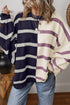 Split Pattern Oversized Crew Neck Pullover Sweatshirt