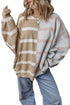 Split Pattern Oversized Crew Neck Pullover Sweatshirt