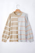 Split Pattern Oversized Crew Neck Pullover Sweatshirt