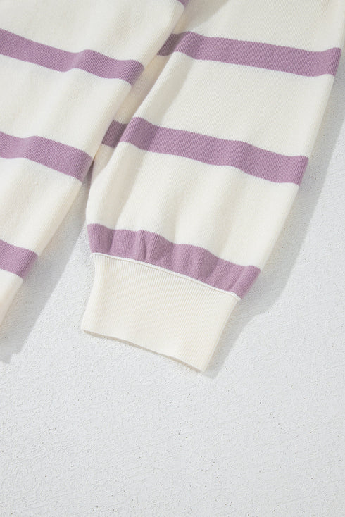 Split Pattern Oversized Crew Neck Pullover Sweatshirt