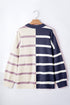 Split Pattern Oversized Crew Neck Pullover Sweatshirt