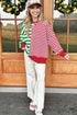Split Pattern Striped Relaxed Fit Pullover Sweatshirt