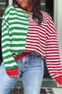Split Pattern Striped Relaxed Fit Pullover Sweatshirt