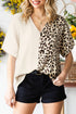 Split Pattern V Neck Short Sleeve Woven Top