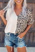 Split Pattern V Neck Short Sleeve Woven Top
