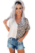 Split Pattern V Neck Short Sleeve Woven Top
