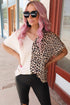 Split Pattern V Neck Short Sleeve Woven Top