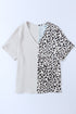 Split Pattern V Neck Short Sleeve Woven Top