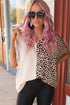 Split Pattern V Neck Short Sleeve Woven Top
