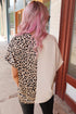 Split Pattern V Neck Short Sleeve Woven Top
