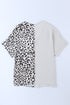 Split Pattern V Neck Short Sleeve Woven Top