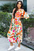Split V Neck Tiered Floral Maxi Dresses