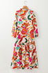 Split V Neck Tiered Floral Maxi Dresses