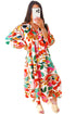 Split V Neck Tiered Floral Maxi Dresses