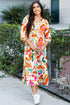 Split V Neck Tiered Floral Maxi Dresses