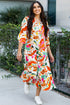 Split V Neck Tiered Floral Maxi Dresses