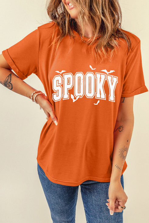 Spooky Bat Graphic Lettering Short Sleeve Jersey Shirt