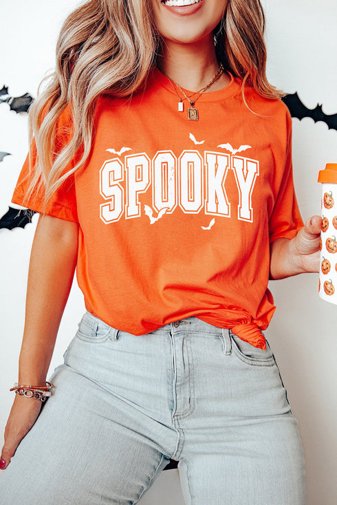 Spooky Bat Graphic Lettering Short Sleeve Jersey Shirt