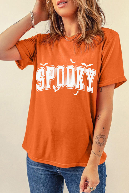 Spooky Bat Graphic Lettering Short Sleeve Jersey Shirt