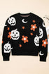 Spooky Ghost And Floral Pattern Crew Neck Sweater