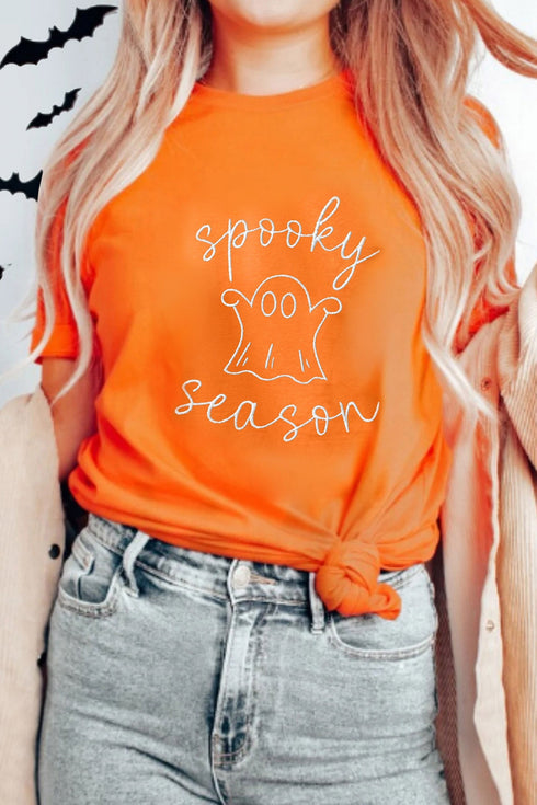 Spooky Ghost Embroidered Sequin Graphic T Shirt