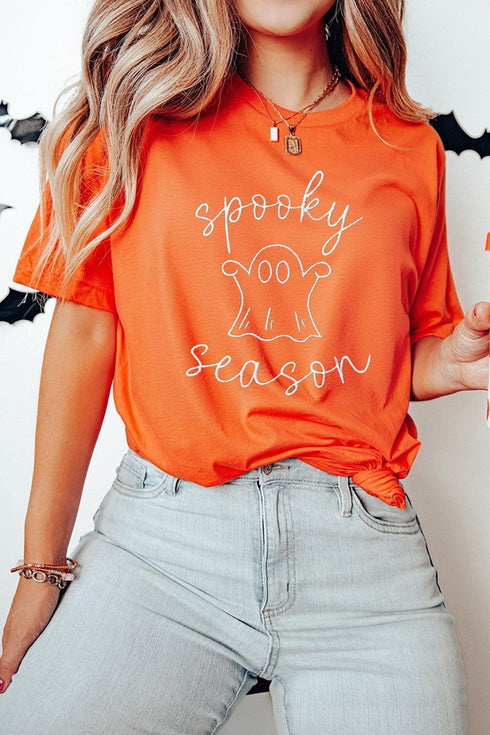 Spooky Ghost Embroidered Sequin Graphic T Shirt